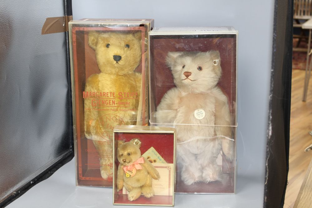 A Steiff Teddy Rose, box and certificate; a Margarette Steiff limited edition and a Jackie bear with box and certificate